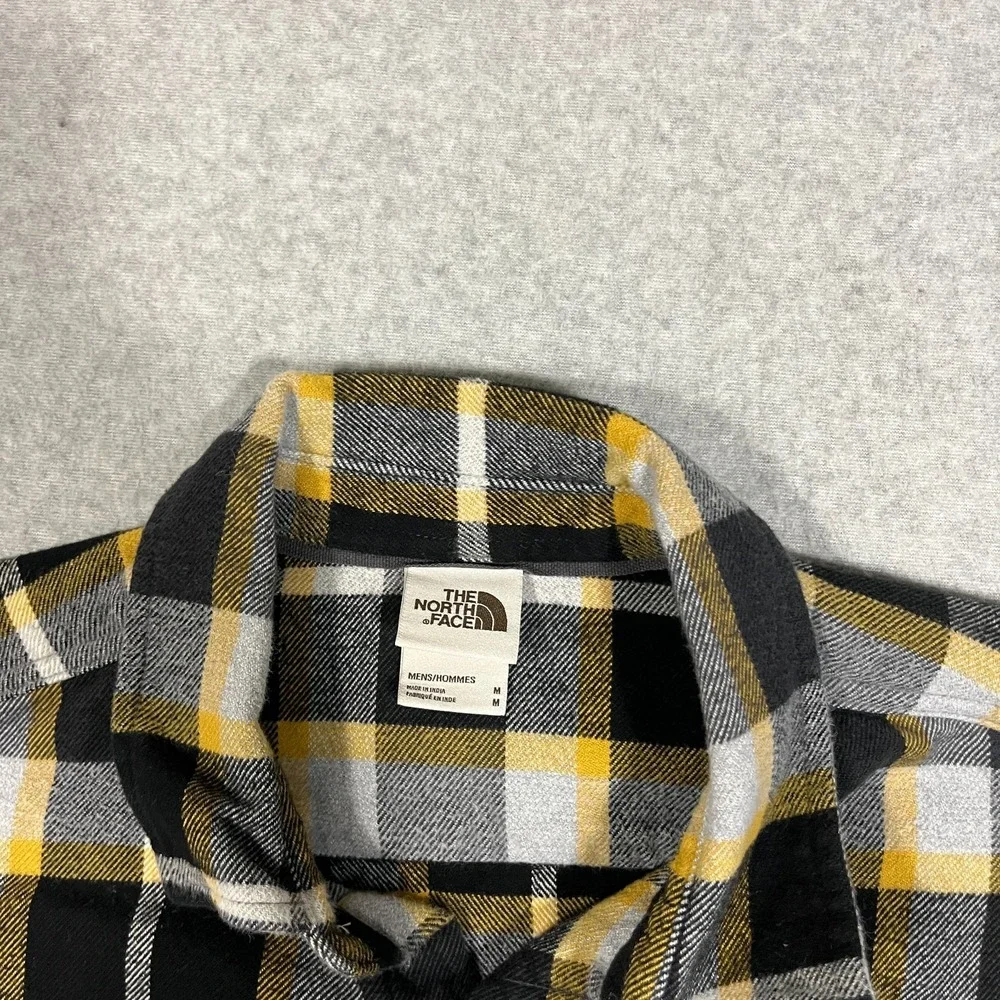 The North Face Shirt Mens Medium Black Flannel Button Up Long Sleeve Plaid Cotto
